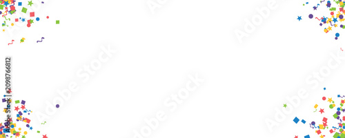 Schilderij op canvas Colorful confetti scattered in a celebratory pattern on a white background durin