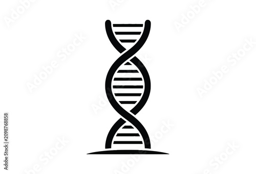 Fotografía Dna Double Helix Silhouette On White Background