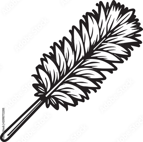 Slika na platnu A detailed illustration of a feather duster, highlighting its feathery texture and handle