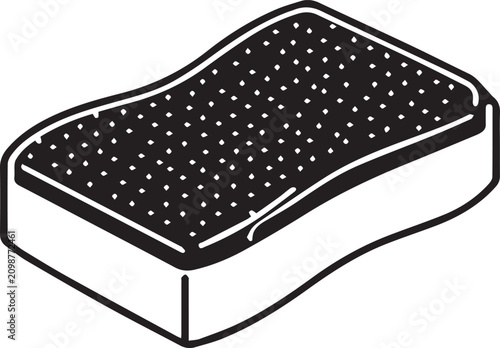 Фотография A cleaning sponge with a textured scrub surface sits ready for household chores, illustrating the essential tool for spotless surfaces and a pristine home