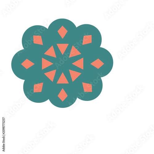 Teal and Coral Geometric Flower Shape