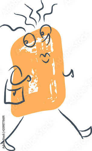Картината върху платно Character Walking With Bag Doodle