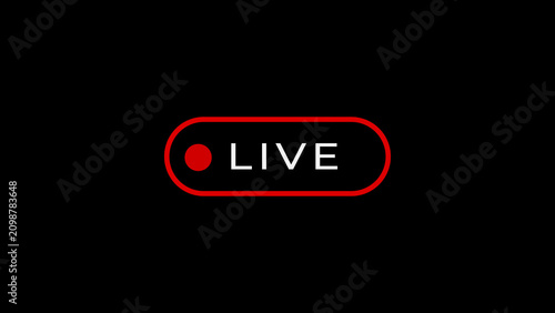 Cuadro en lienzo Bold of a rounded rectangle button with a red dot and the word LIVE in white tex