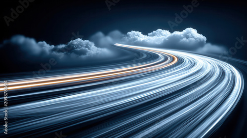 Light trail speed road curve cloud night motion light trail speed road curve cloud night business concept with dramatic sky and abstract