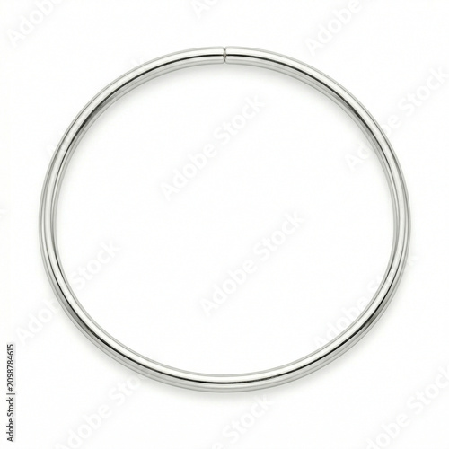Silver hoop earring in minimalist design on white background  