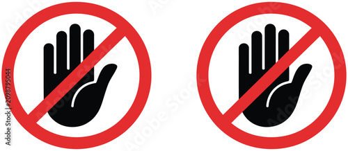Quadro su tela Do Not Enter Prohibition Icon Featuring Hand Stop Symbol and No Entry Restrictio