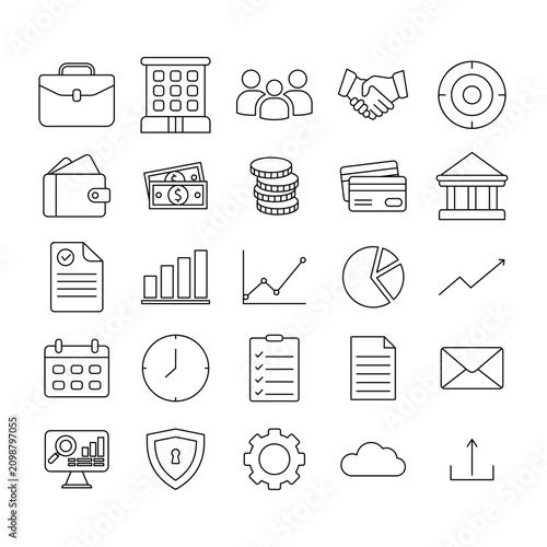 Professional Business Finance and Office Icon Set