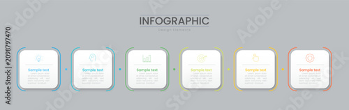 Infographic 6 options design elements for your business data. Vector Illustration.
