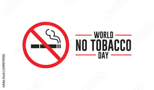Quadro su tela World no tobacco day concept with cigarette crossed out symbol on vector