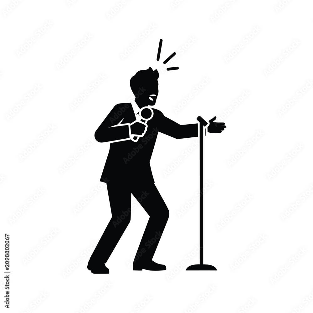 Foto Man singing into a microphone.