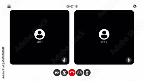 Video Call Overlay Background Effect, Video call screen display template on transparent background, video call chat conferencing animation , conference call recording time animation for Online meeting