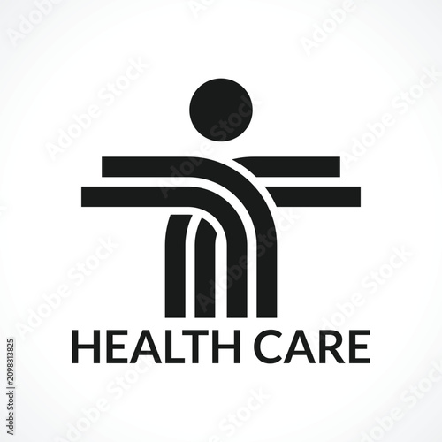 Modern Healthcare Human Figure Logo Minimalist Medical Care Black Vector Icon