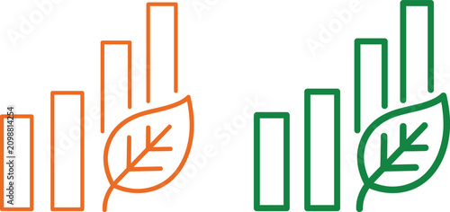 Bild auf Leinwand Growth chart with leaves and upward trend