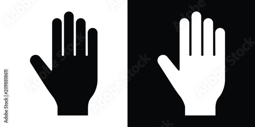 Canvastavla Raised hand with wrist icon in black and white styles