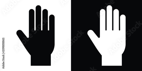 Tableau sur toile Raised hand with wrist icon in black and white styles