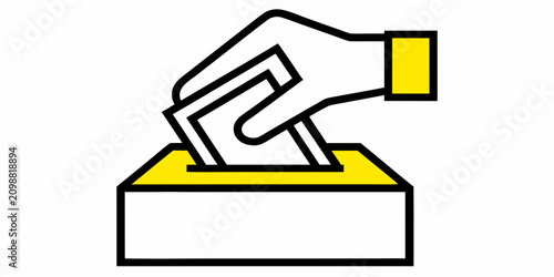 Hand Depositing Ballot In Box Flat Vector Illustration On White Background