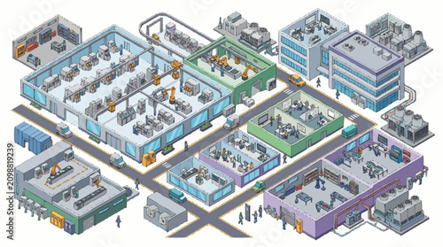 Foto Industrial complex with multiple buildings.