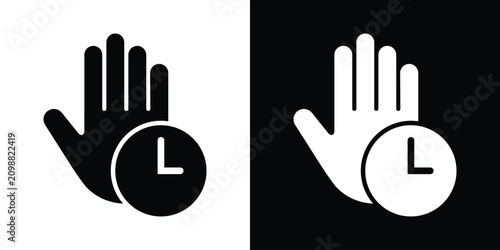 Tableau sur toile Open hand gesture paired with a clock symbol