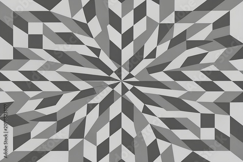 Charcoal grey geometric paper texture background with optical illusion pattern
