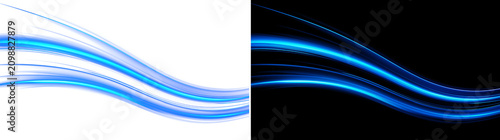 Flowing Blue Light Curve With Layered Glowing Ribbons And Transparent Background For Wide Banner Design