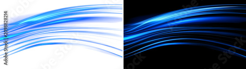 Sweeping Blue Light Wave With Luminous Glowing Ribbons And Transparent Background For Wide Banner Design