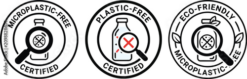 Set of Plastic Free Certified Eco Friendly Badge Icons for Sustainable Packaging