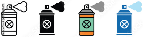 Photos Insecticide Spray Can and Pest Control Icon Set Featuring Bug Repellent Aerosol