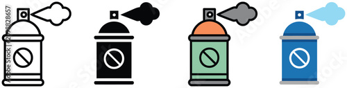 Canvastavla Insecticide Spray Can Icon Set with Pest Control Bug Repellent Aerosol Protectio