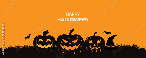 Fotografie Halloween Cute posters for sale, template social media with spooky characters in pastel colors