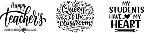 Obraz na plátne Happy teachers day typography celebrating educators with heartfelt classroom quo