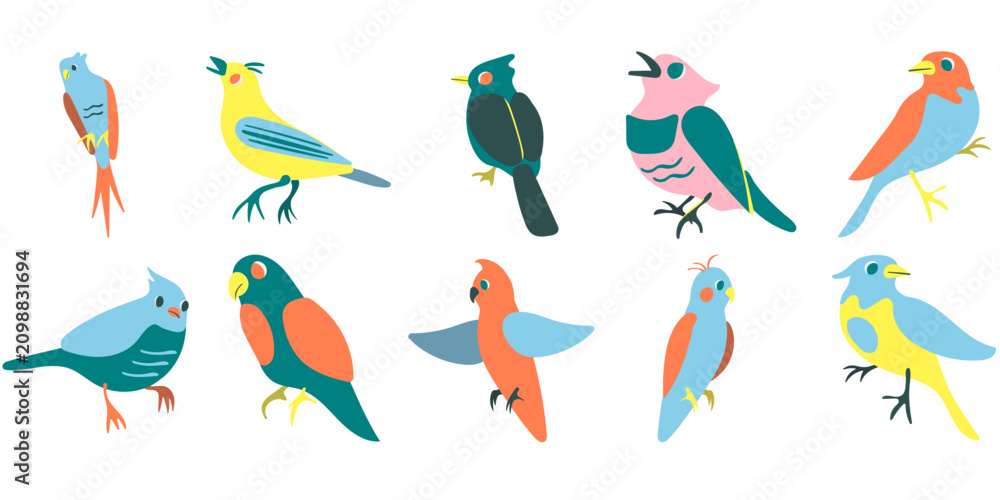 Obraz premium Colorful Cute Bird Character