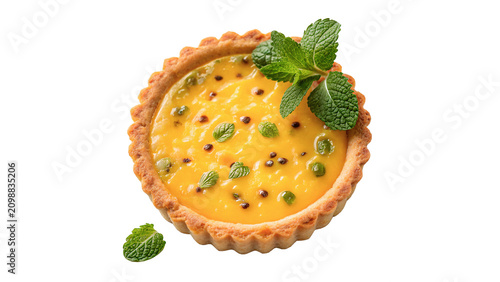 Tableau sur toile Fresh baked savory quiche tart pastry pie with herbs culinary snack isolated on