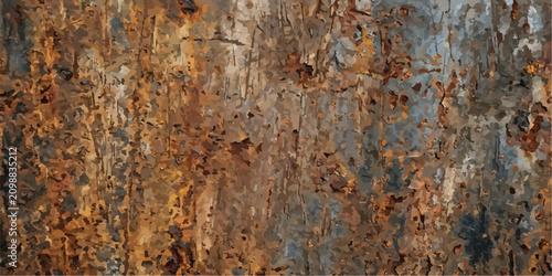 Obraz na płótnie Close up of heavily rusted metal surface with weathered texture and deep corrosi