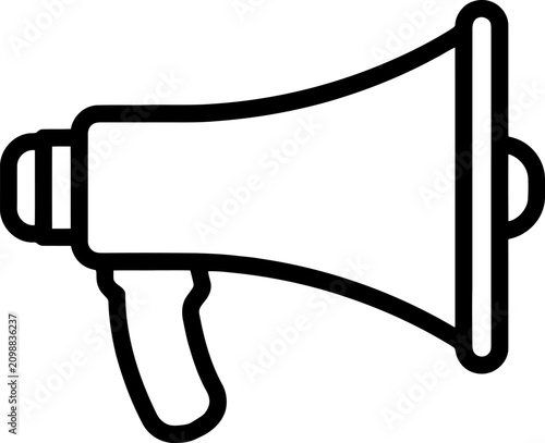 Bilde på lerret Simple line drawing of a megaphone with handle and mouthpiece