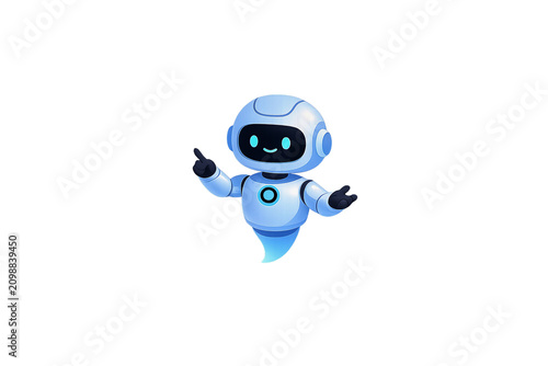 Friendly AI assistant robot isolated on transparent background