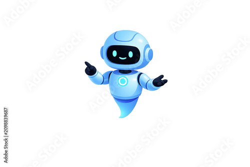 Friendly AI assistant robot isolated on transparent background