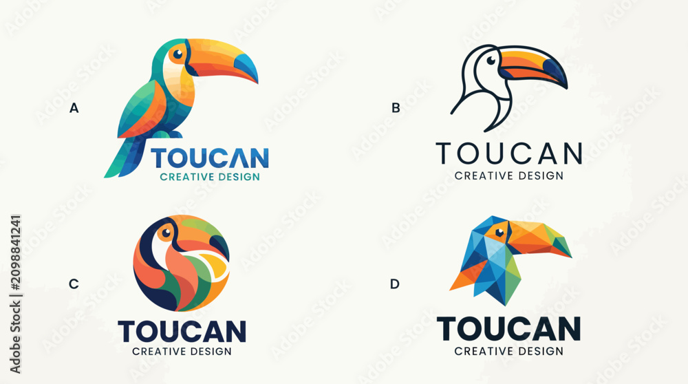 Obraz premium Toucan Logo Designs Collection: Colorful & Modern Avian Graphics for Creative Branding