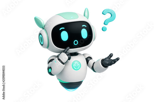 AI robot thinking about question and solution