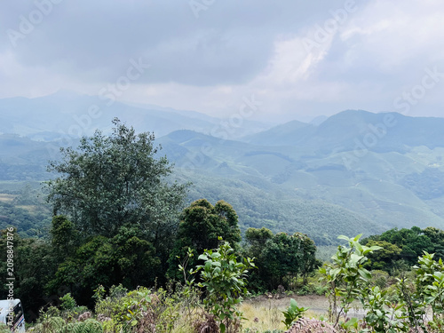 mountain landscape with blue sky and clouds