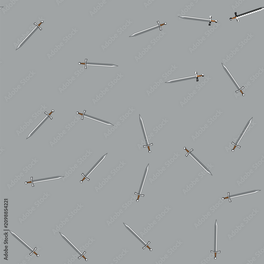 Fototapeta premium seamless pattern archaeology viking sword cartoon. history artifact, replica medieval, raiders scandinavia archaeology viking sword sign vector