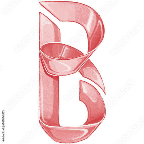 Fotografie Lettering letra B lazo satén rosa