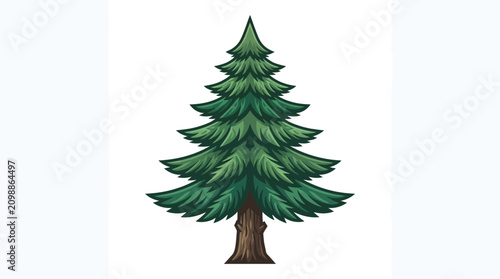 A vibrant green coniferous tree stands proudly as a symbol of the dense evergreen forest which thrives in nature and provides essential habitats for wildlife throughout the changing winter