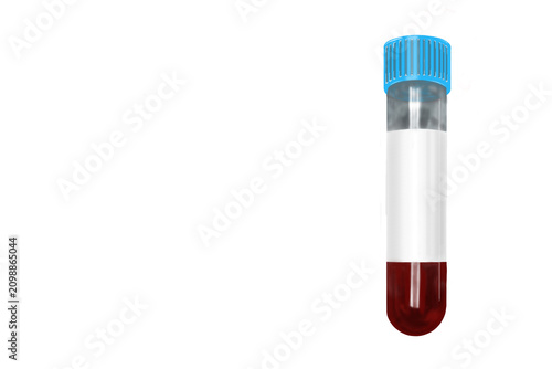 фотографія Light blue cap sodium citrate blood collection tube isolated on transparent background