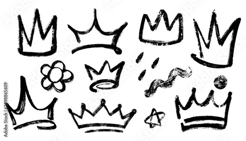 Bild auf Leinwand Hand Drawn Sketch Grunge Brush Crown Collection