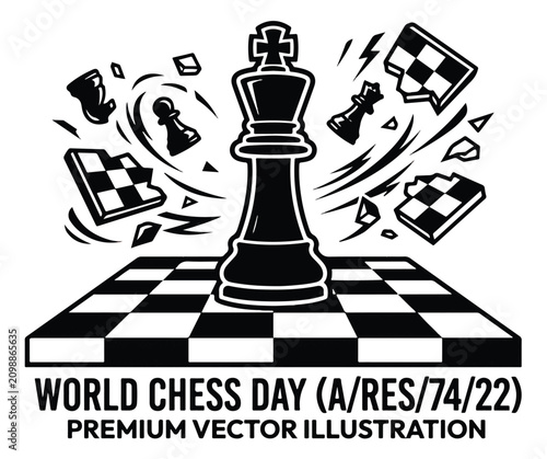 Canvas Print Chess game icons set, black silhouette chess pieces and players vector, internat
