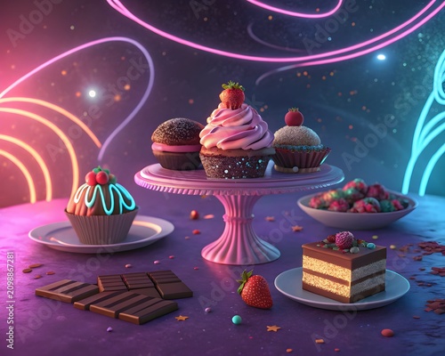 Colorful party desserts isolated with real transparent background for festive decor