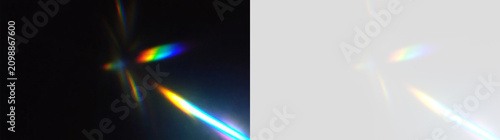 Prism crystal diamond composition with rainbow caustics, glass dispersion, chromatic refraction and transparent luminous decorative background design