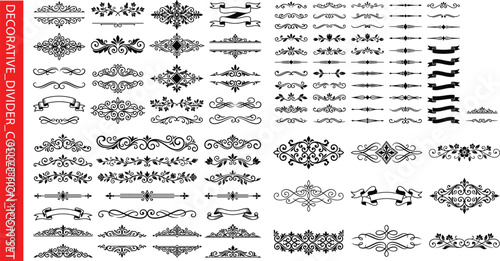 set of calligraphic design elements png 