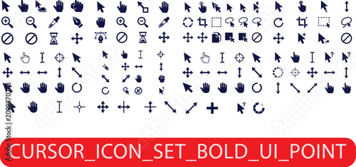 cursor icon set on white background ,vector , png 