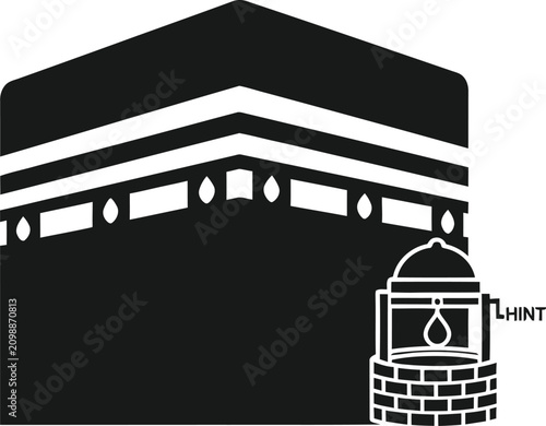 Bild auf Leinwand Kaaba illustration with traditional lantern islamic art for religious decor and